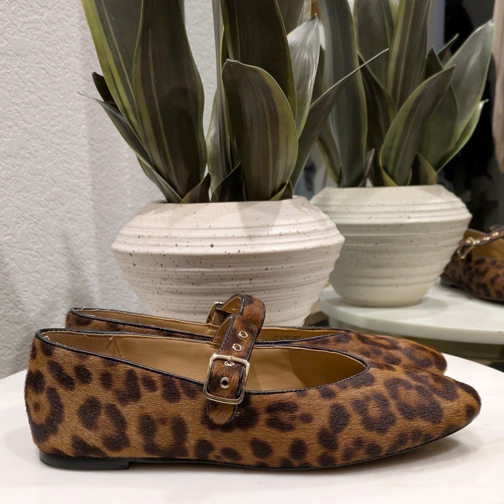 Madewell Hera Ballet Flats Women 9 Leopard Real Calf Hair Buckle Mary Jane NT863 - Picture 3 of 7